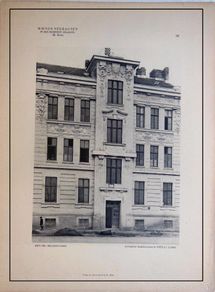 Art: Antigua Lámina : WIEN XIII, HÜTTELDORFERSTRASSE. 1906 WENZ E & LEIKER J Stadtbaumeister (Architekte